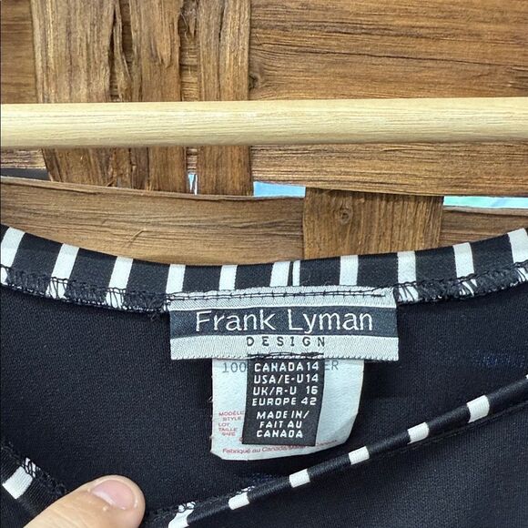 Vintage Frank Lyman Design Black Tank Top with Striped Trim - Picture 2 of 3
